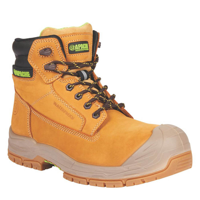 Mens Safety Boots Wheat Yellow Waterproof Breathable Metal Free Comfort Size 13 - Image 1