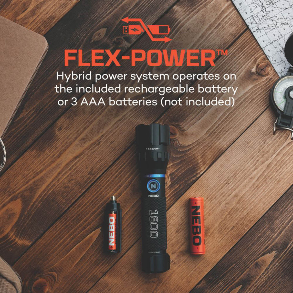 Nebo Blueline Flex Rechargeable LED Handheld Torch Black 1800lm - Image 4