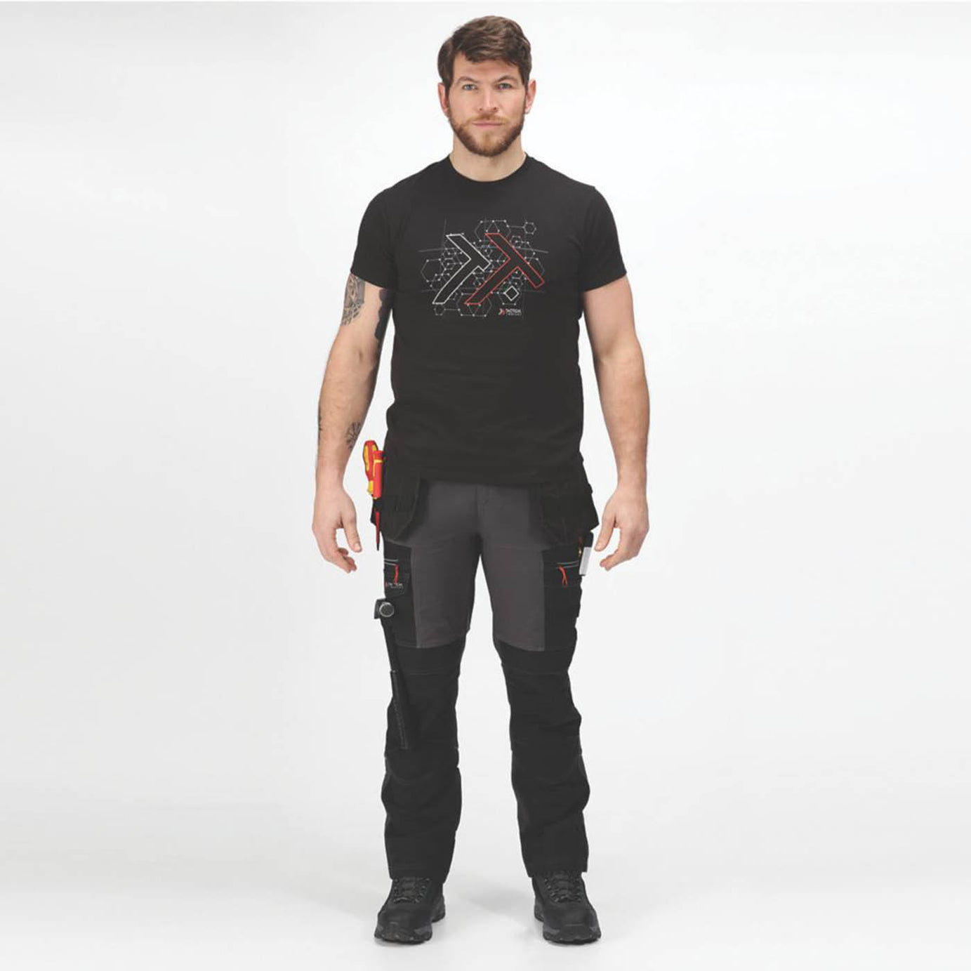 Regatta Work Trousers Mens Classic Fit Grey Black Stretch Multi Pockets 44W 29L - Image 5