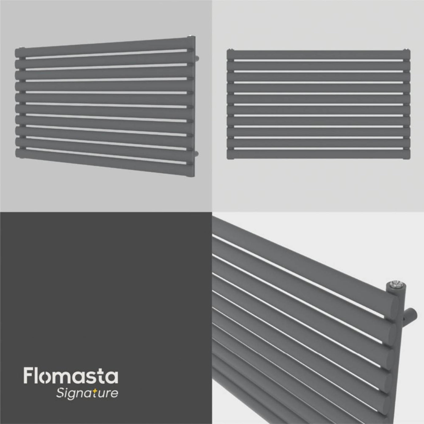 Flomasta  600mm x 1000mm 2189BTU Anthracite Horizontal Designer Radiator - Image 6