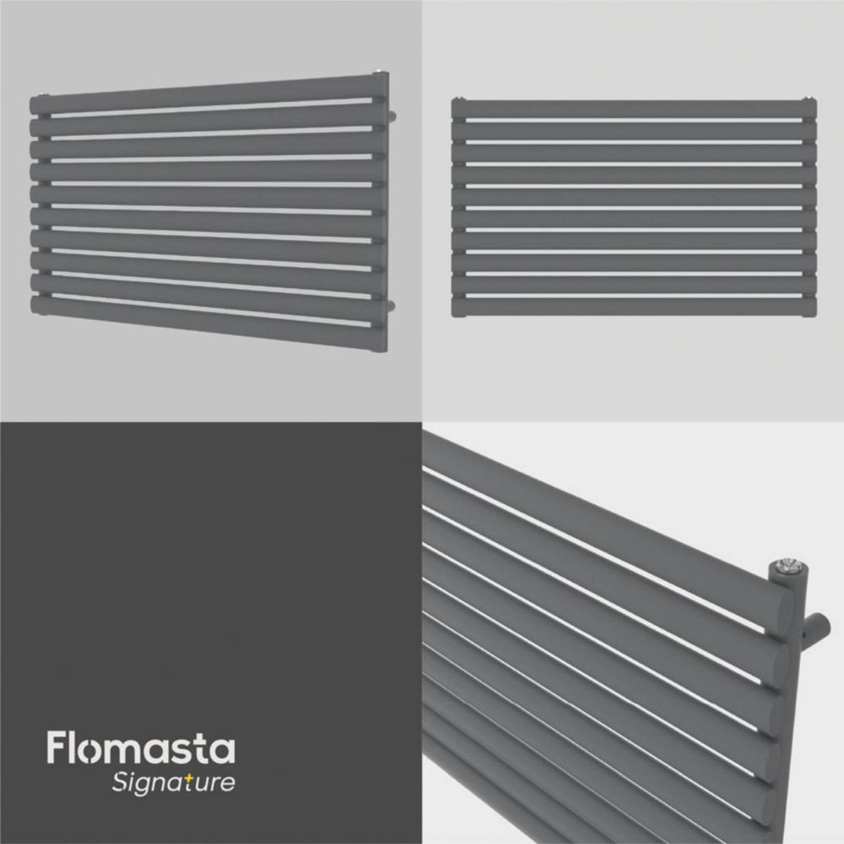 Flomasta  600mm x 1000mm 2189BTU Anthracite Horizontal Designer Radiator - Image 6