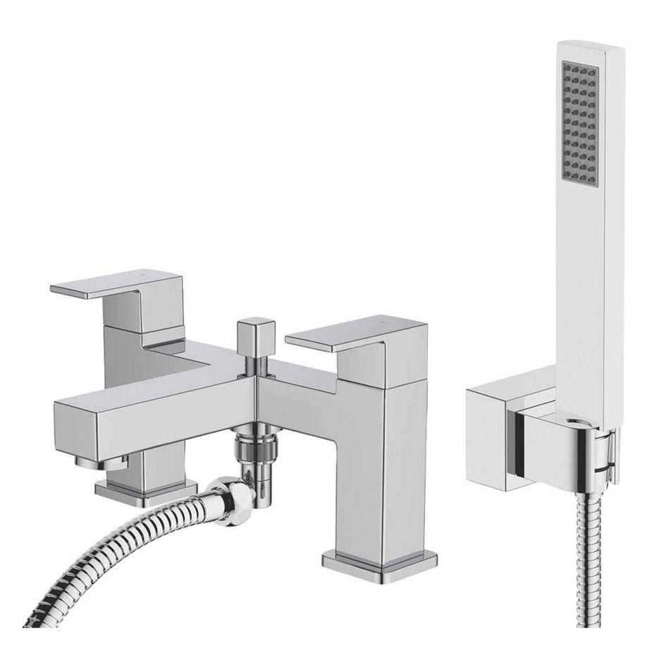Swirl Bath Filler Tap With Hand Held Set Chrome Double Lever Ceramic Disc - Image 5