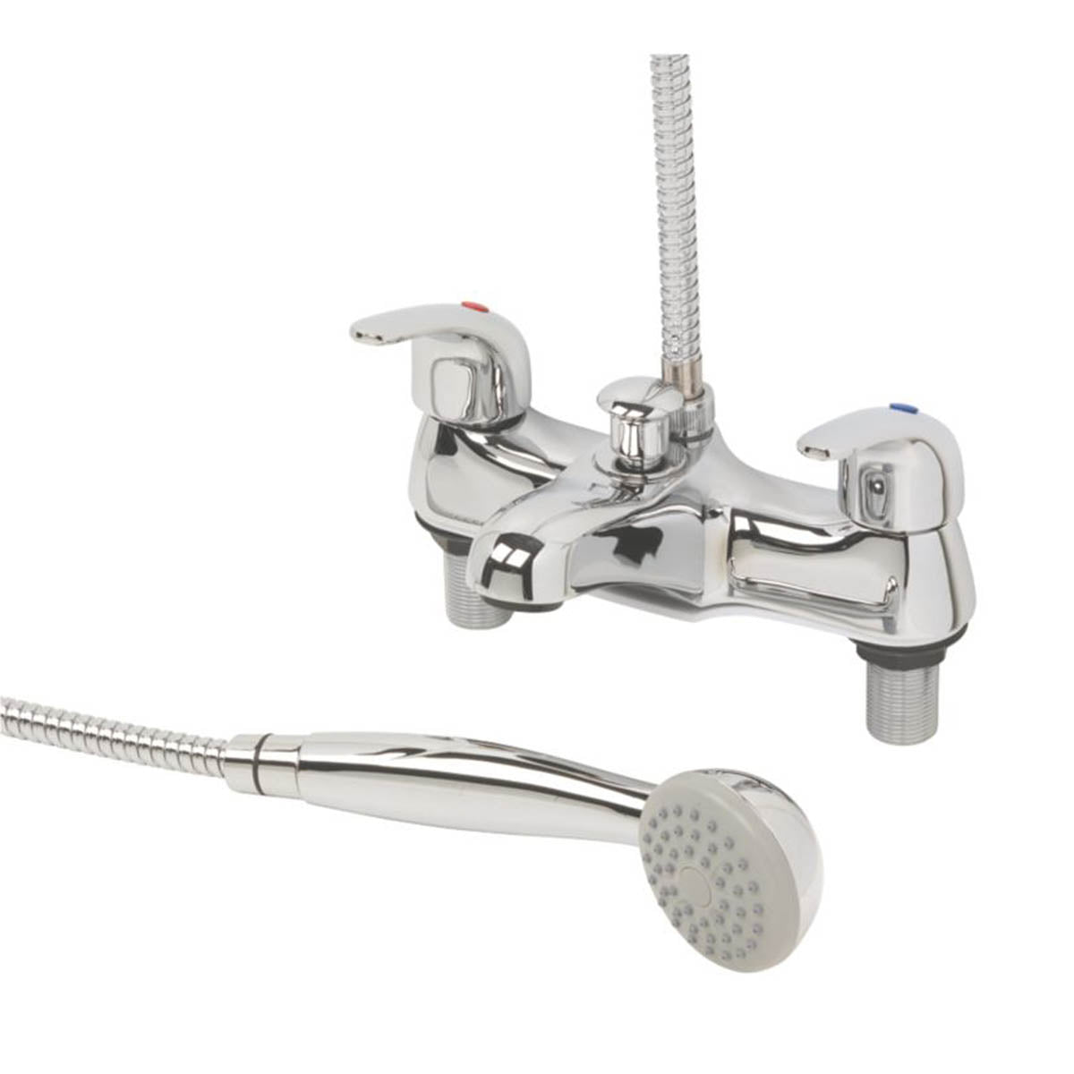 Swirl Bath Filler Tap Shower Mixer Chrome Dual Lever Round Head Modern Bathroom - Image 4