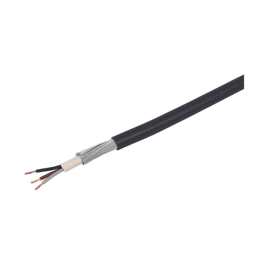 Prysmian PVC Armoured Cable 6943X Black 3 Core 4mm² Indoor Outdoor Drum 50m - Image 1