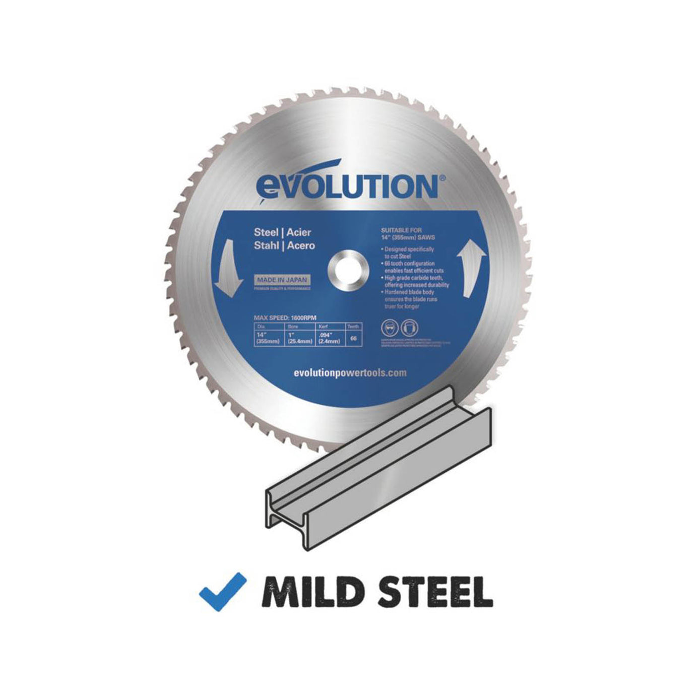 Evolution M355TCT-66CS Mild Steel Circular Saw Blade 355mm x 25.4mm 66T - Image 3