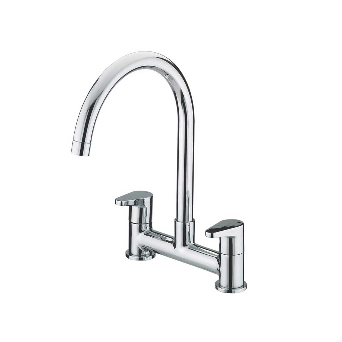 Bristan Kitchen Tap Mixer Chrome Double Lever Swivel Spout Brass Modern Faucet - Image 1