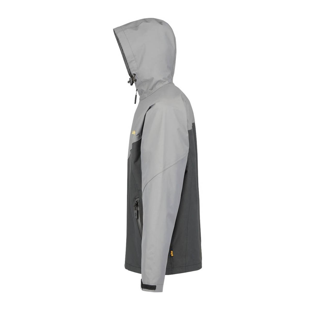Site Work Jacket Mens Black Grey Waterproof Lightweight Hood Large 50" Chest - Image 3