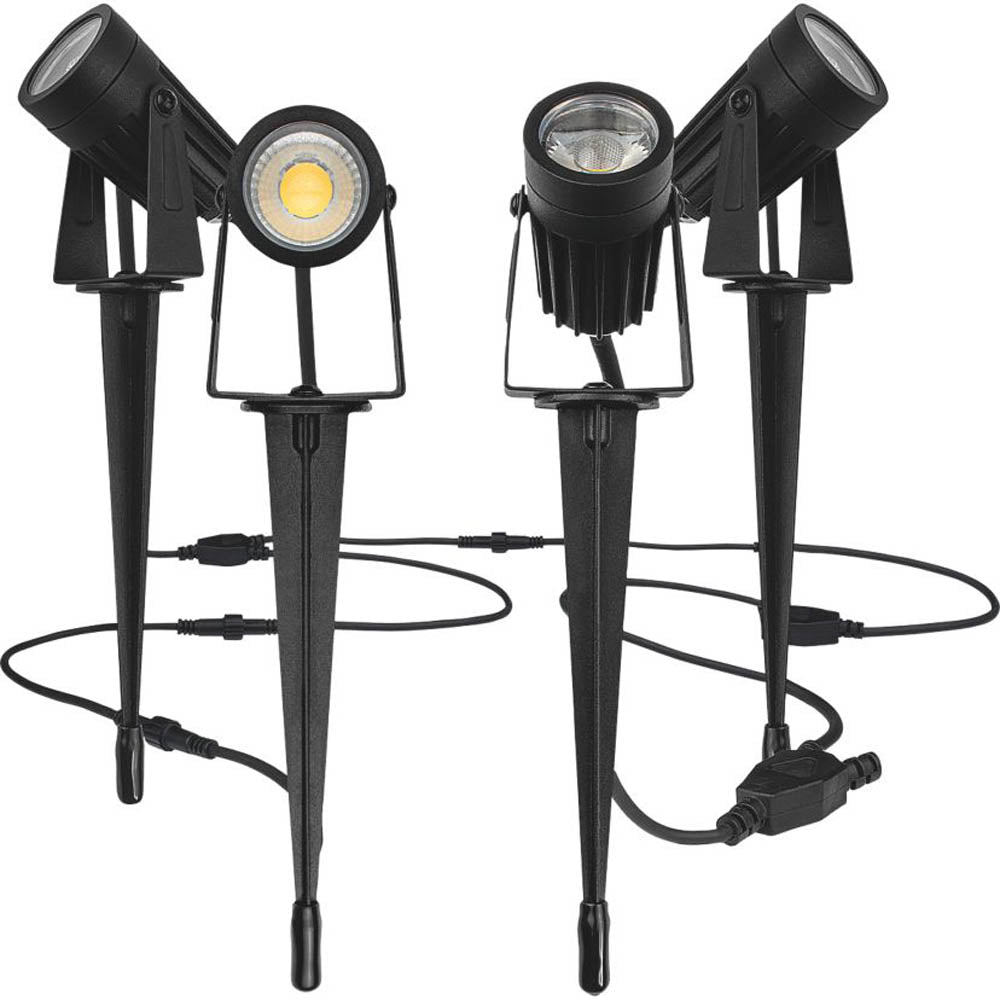 LED Spike Light Outdoor Garden 3W Warm White Adjustable Spike Head Set Of 4 - Image 1