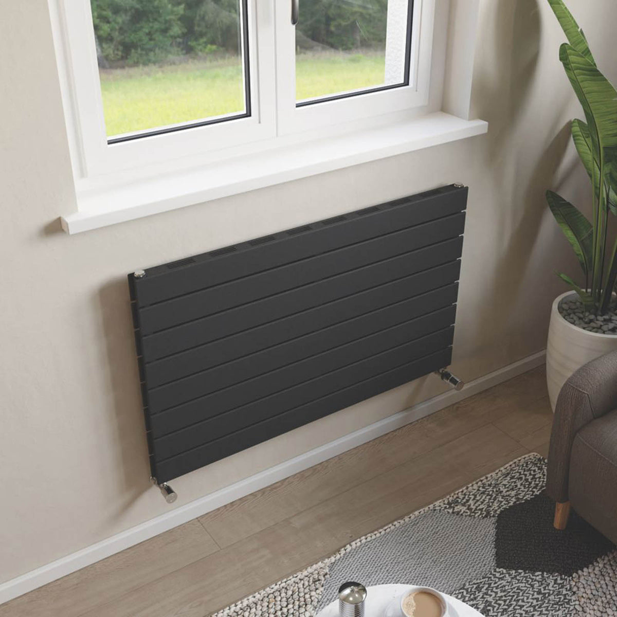 Ximax Designer Radiator Anthracite Horizontal 3130BTU Slimline 59.5x100cm - Image 2