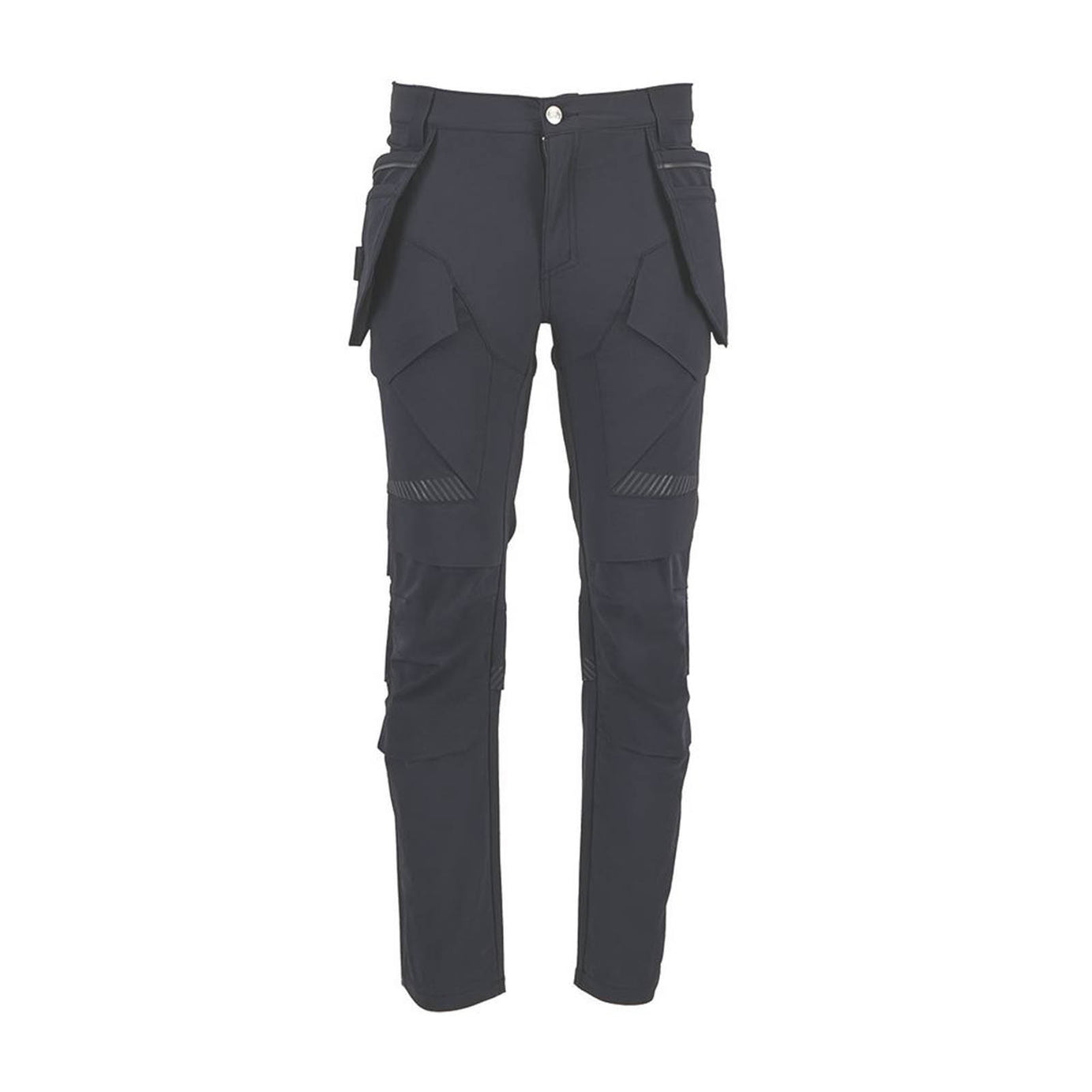 Site Work Trousers Mens Slim Fit Black Stretch Multi Pockets Cargo 30W 34L - Image 1