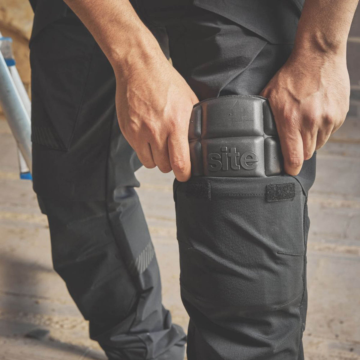 Site Work Trousers Mens Slim Fit Black Stretch Multi Pockets Cargo 30W 34L - Image 4