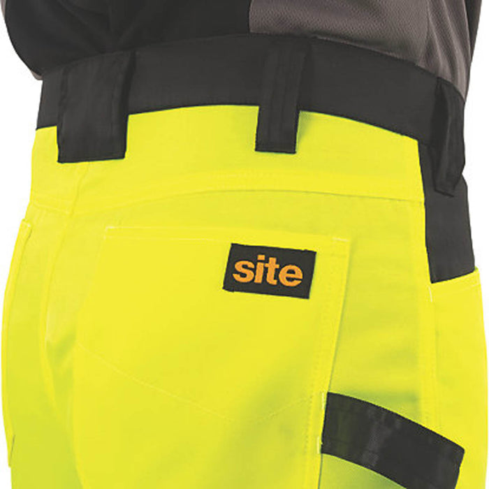 Site Hi-Vis Work Trousers Mens Regular Fit Yellow Black Multi Pocket 40"W 32"L - Image 5