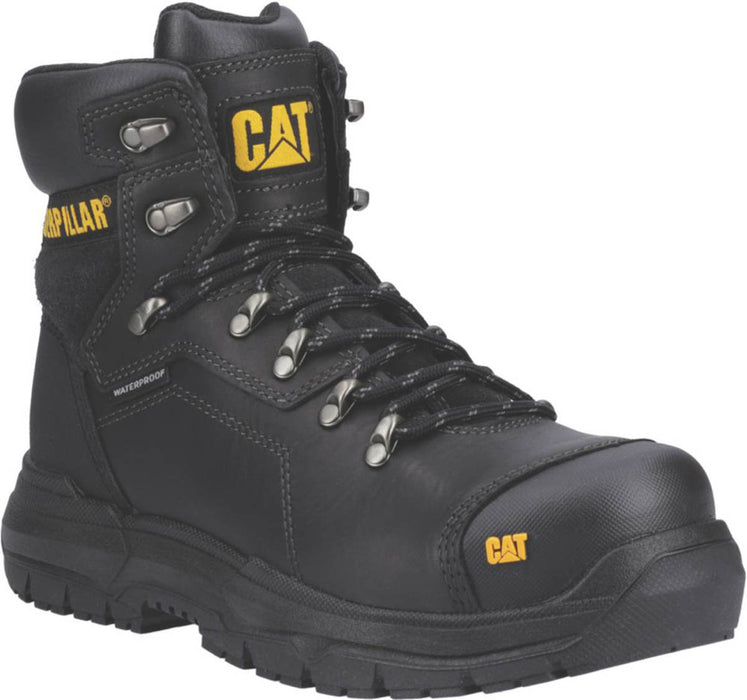 CAT Safety Boots Mens Wide Fit Black Leather Waterproof Shoes Steel Toe Size 11 - Image 2