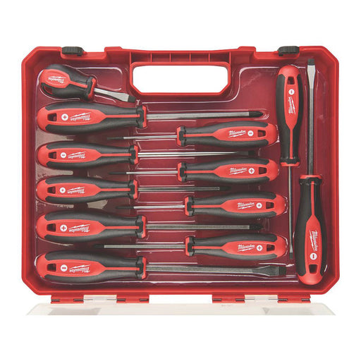 Milwaukee Mixed Screwdriver Set Tri-Lobe Steel Blades Ergonomic Handle 12 Pieces - Image 1