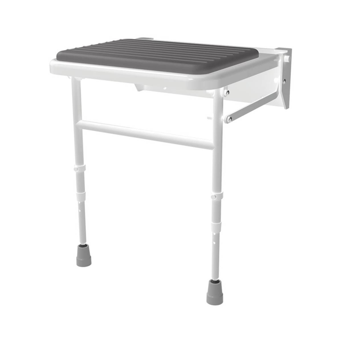 Nymas Shower Seat With Legs White Grey Wall Mounted Height Adjustable Durable - Image 1
