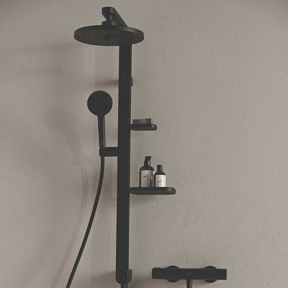 Ideal Standard Shower 2 Spray Patterns Silk Black Round Contemporary 260mm - Image 1