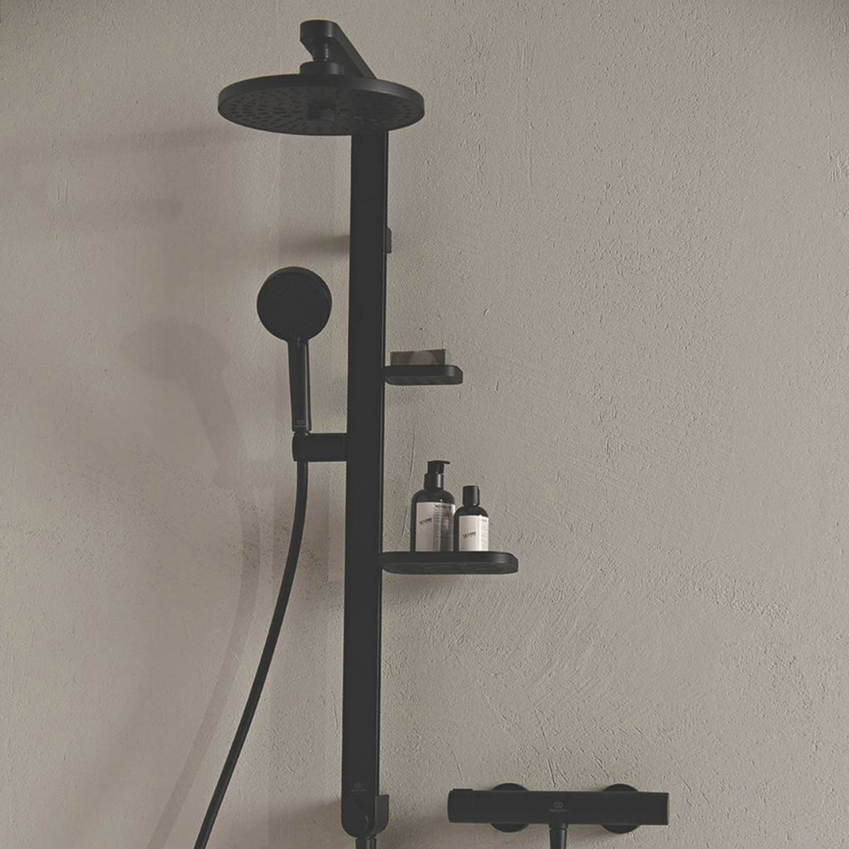 Ideal Standard Shower 2 Spray Patterns Silk Black Round Contemporary 260mm - Image 1