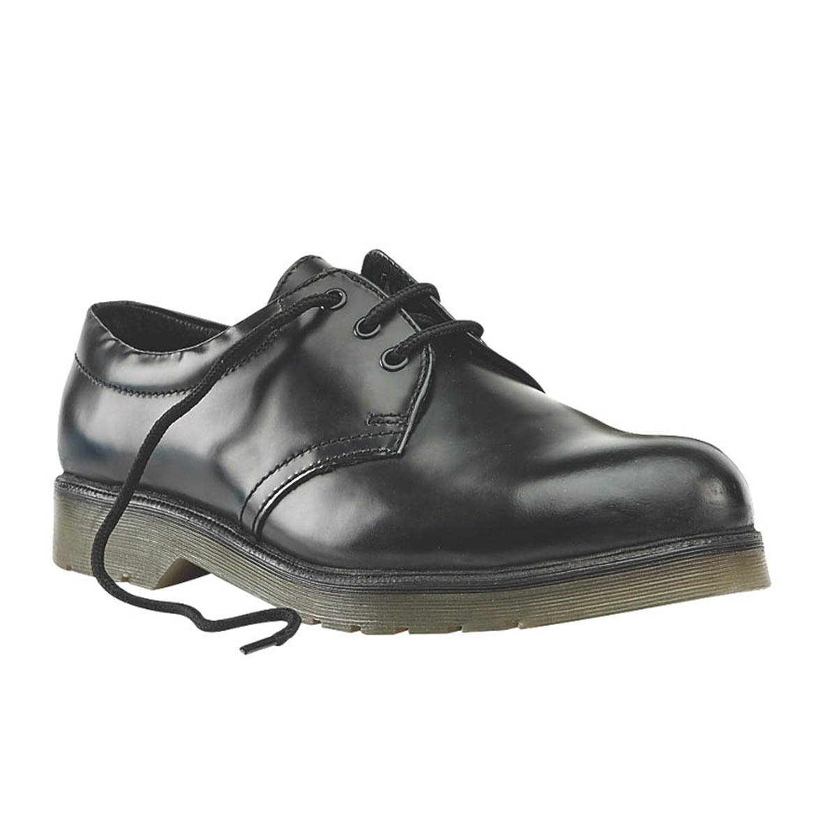 Safety Shoes Mens Wide Fit Black Leather Lightweight Work Boots Steel Toe Size 6 - Image 1
