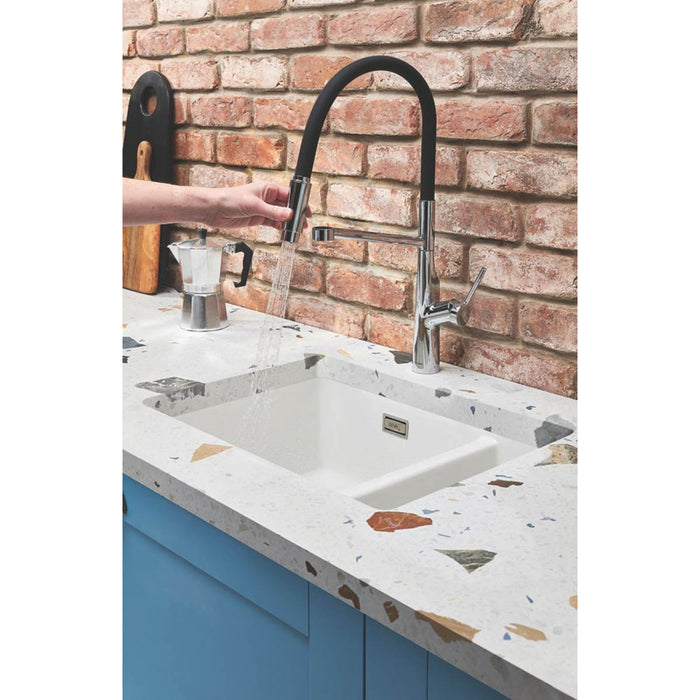 Kitchen Tap Mono Mixer Pull Off Single Lever Chrome Dual Spout Contemporary - Image 5