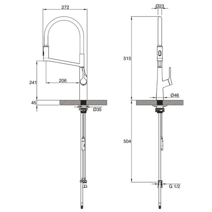 Kitchen Tap Mono Mixer Pull Off Single Lever Chrome Dual Spout Contemporary - Image 6