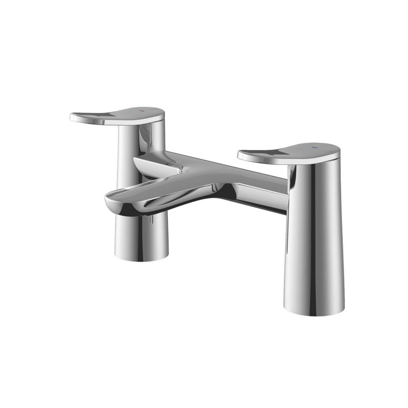 Swirl  Bath Mixer Tap Deck Mounted Lever 2 Tap Holes Kuhli Chrome 124mm - Image 1