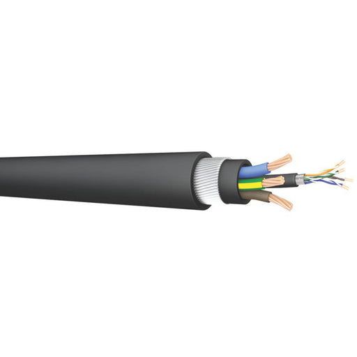 Prysmian PRY-EV Black  3-Core 6mm² & Cat 5e 4-Pair Armoured EV Charging Cable 25m Coil - Image 1