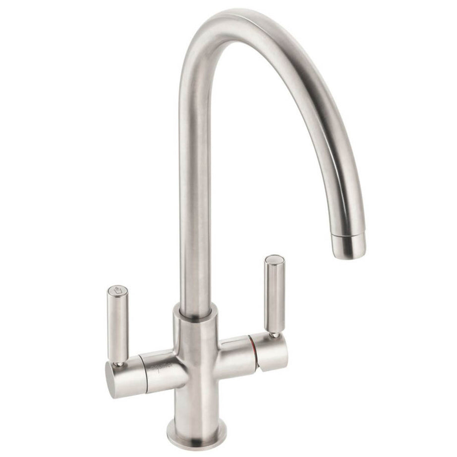 Abode Kitchen Filter Tap Monobloc Mixer 3 Way Double Lever Brushed Nickel - Image 1