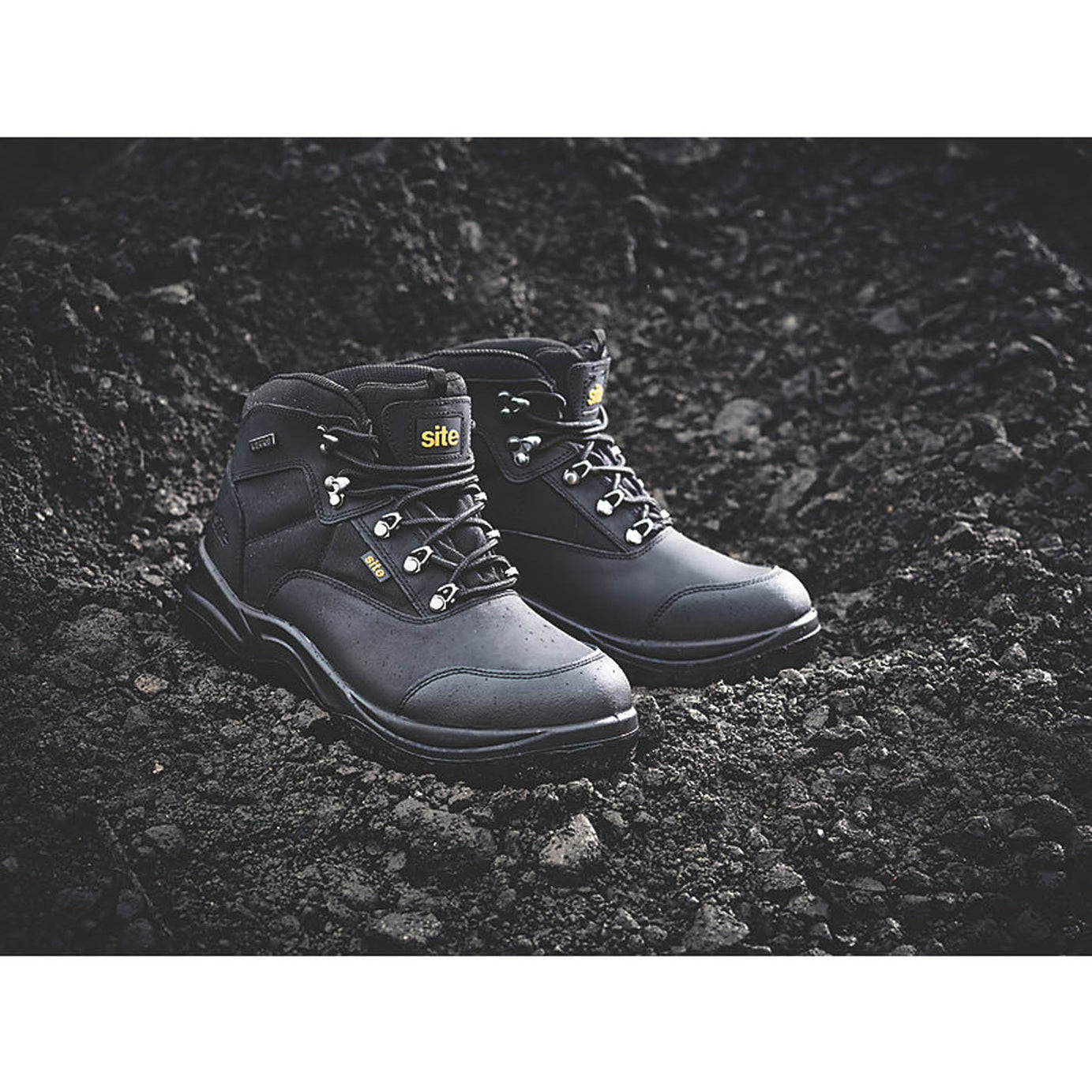 Site Safety Boots Mens Wide Fit Black Leather Steel Toe Waterproof Shoes Size 9 - Image 2