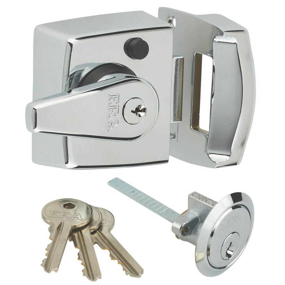 ERA Night Latch Double Locking 3 Keys Automatic Polished Chrome 40mm Backset - Image 2